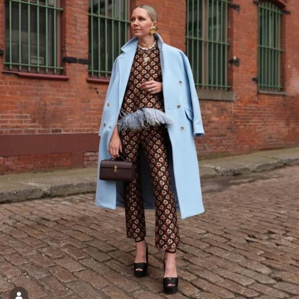 ZARA WOOL BLEND OVERSIZED COAT BLUE
